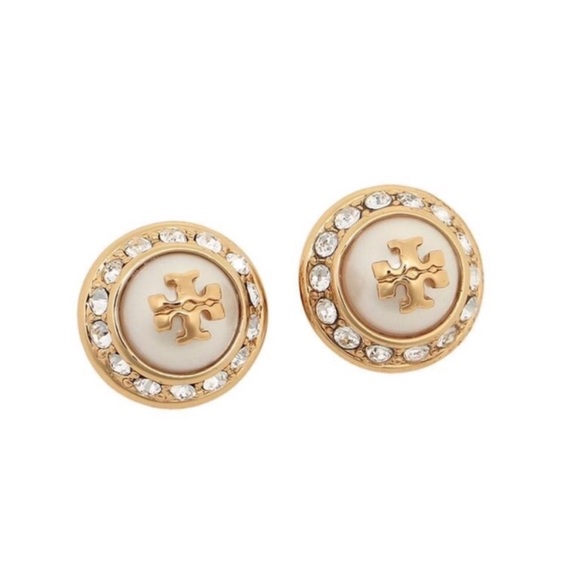 ✨NEW TORY BURCH✨CRYSTALS PEARL STUD EARRINGS - Picture 3 of 6